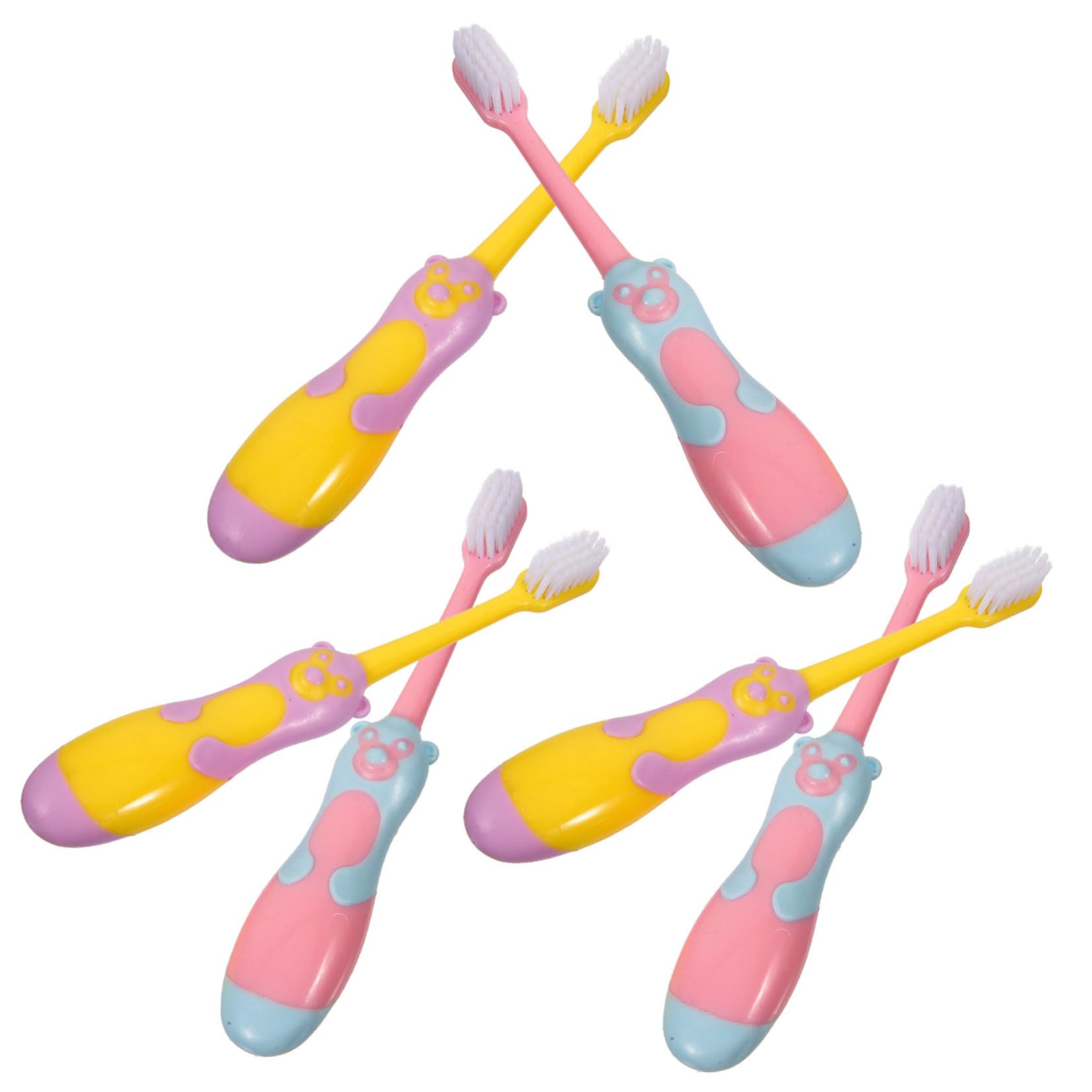 Anneome 6pcs Bulk Kids Toothbrushes Cartoon Manual Bristles Toothbrush for Children Safe Pp Material Ergonomic Design Random Color