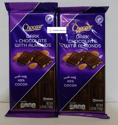 Choceur Austria Dark Chocolate with Almonds Bars 5.29oz 150g (Two Bags)