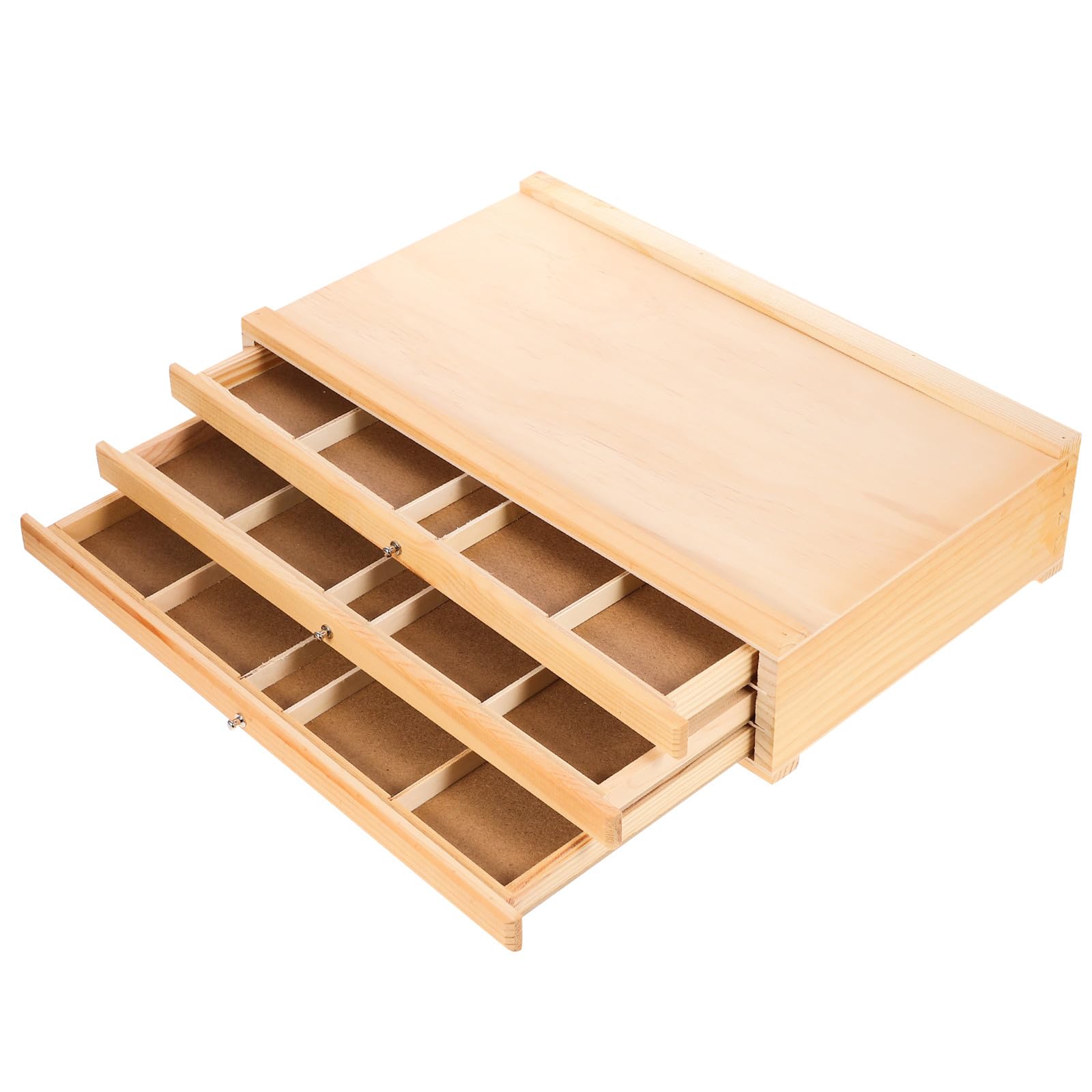 TEHAUX Holz Pinselhalter mit Mehrschichtiger Schublade zur Einfachen Sortierung von Künstlerbedarf Kreatives Design für Schüler und Lehrer Tragbare Aufbewahrungsbox