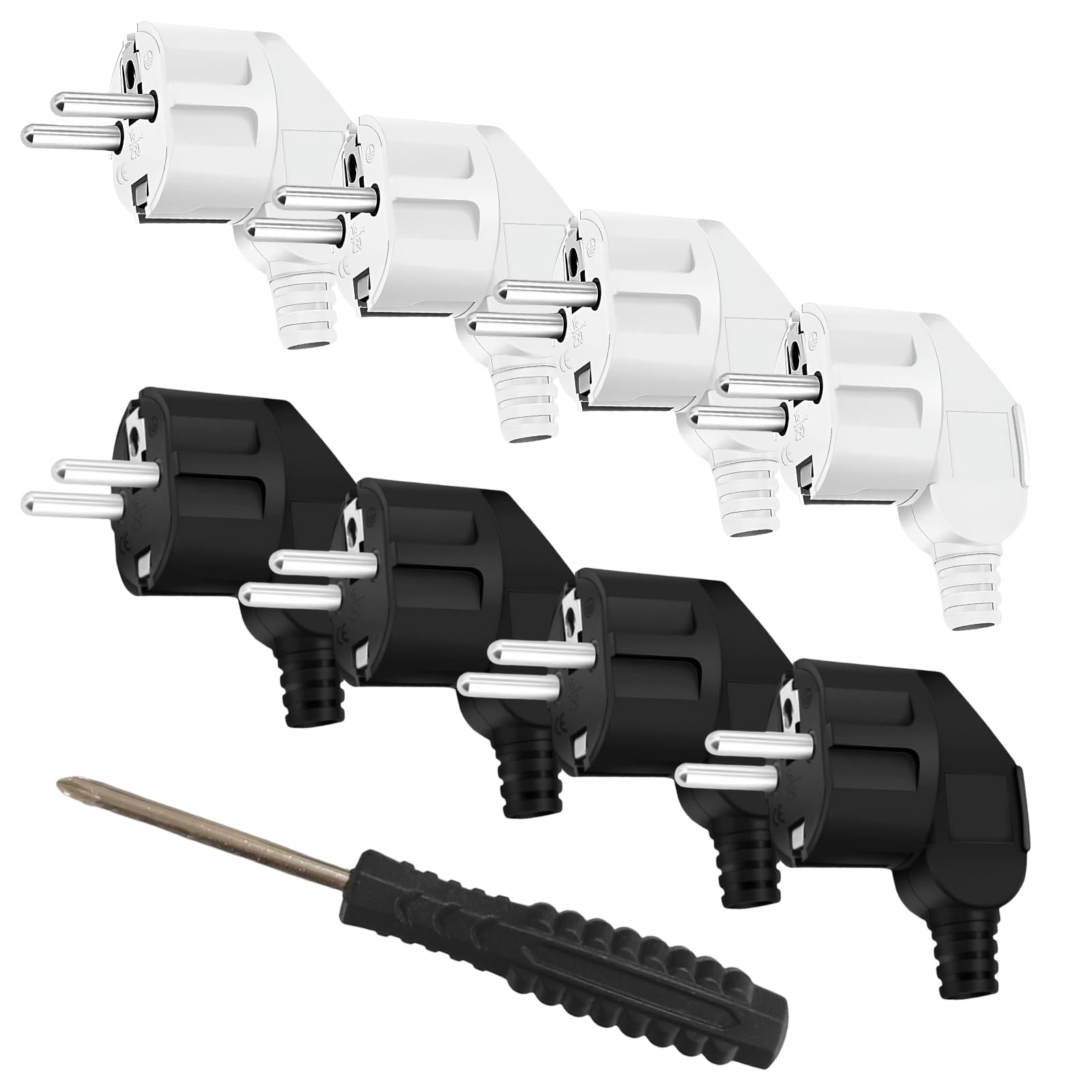 Prise Electrique Male Schuko 250V 16A 8 Pièces + Tournevis