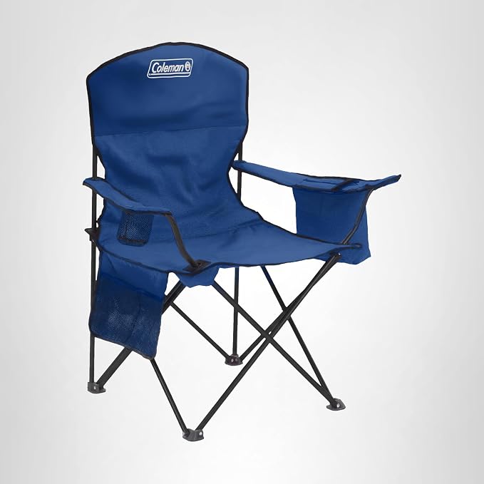 Coleman Portable Camping Chair with 4-Can Cooler, Cushioned Seat & Back with Side Pockets & Cup Holder, Carry Bag Included, Great for Camping, Tailgating, Firepits, Patio, & More