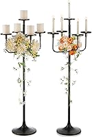 Vista 1 de Romadedi Candelabro Portavelas Alto - Candelabros de Piso de 47 Pulgadas para Velas de Pilar, Portavelas para Centro de Mesa para Decoración de Sala
