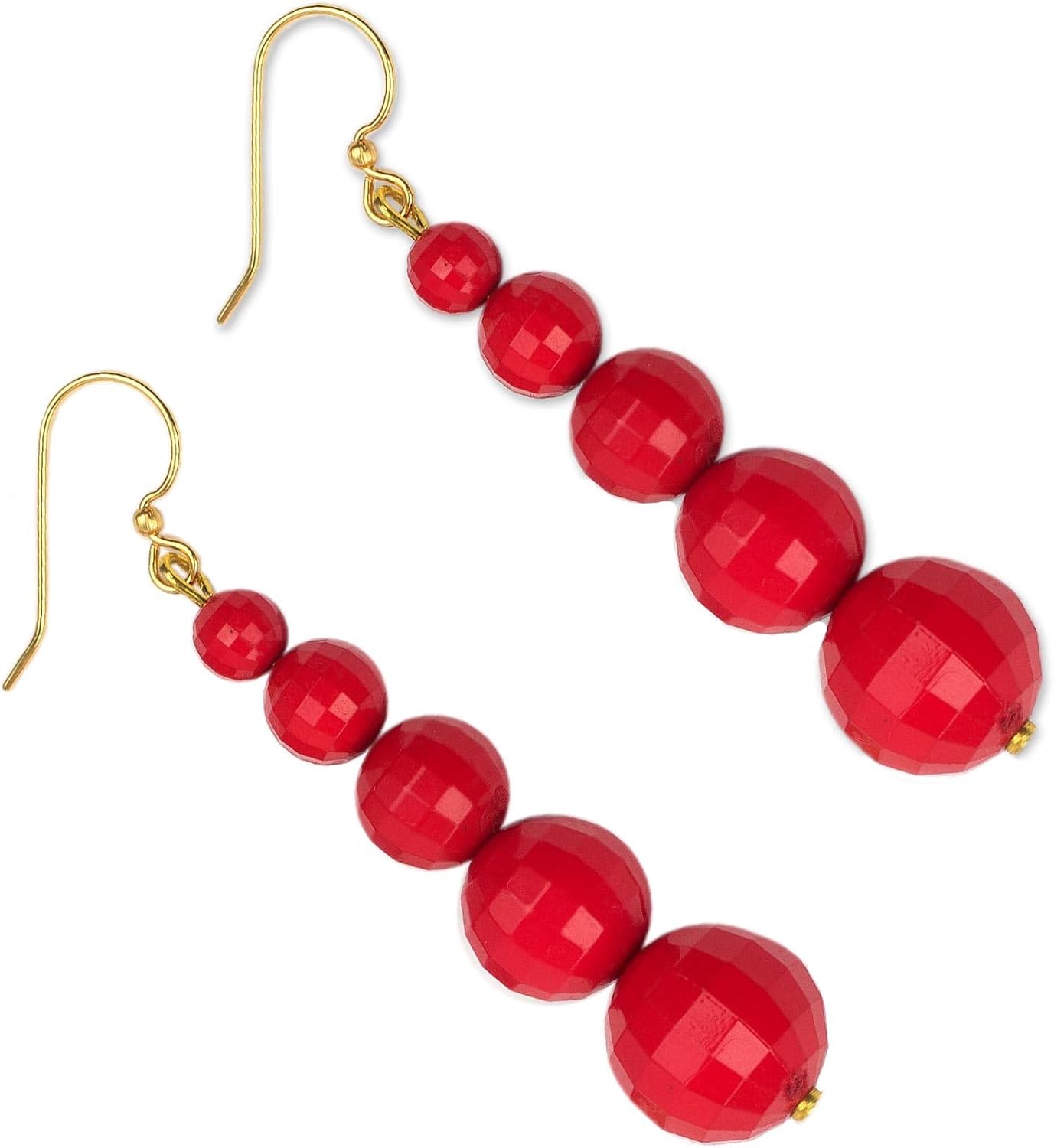 NOVICA Artisan Handcrafted Upcycled Dangle Earrings Eco Friendly West African Brass Recycled Plastic Red Ghana Fiesta [2.6 in L x 0.5 in W] ' Eco Red