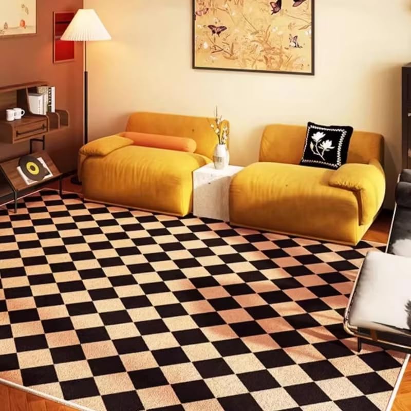 Tapis a Carreaux Moderne Antiderapant de Salon Doux pour Pieds Securise 50x80