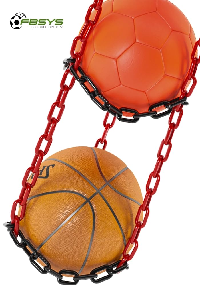 Ballhalter - 8 Bälle Aufhänger (Basketball, Fußball, Volleyball) - Organizer - Ballnetz - Rot-Schwarz