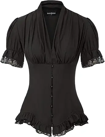 Scarlet Darkness Victorian Button-Down Peplum Blouse
