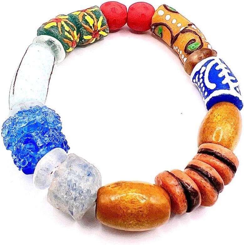 Ghanaian Handmade Powder Glass Trade Bead Bracelet
