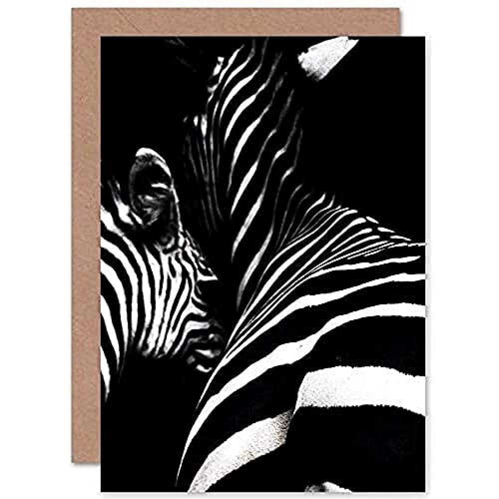 Fine Art Prints Zebra Black And White Photo Greeting Card With Envelope Inside Premium Quality