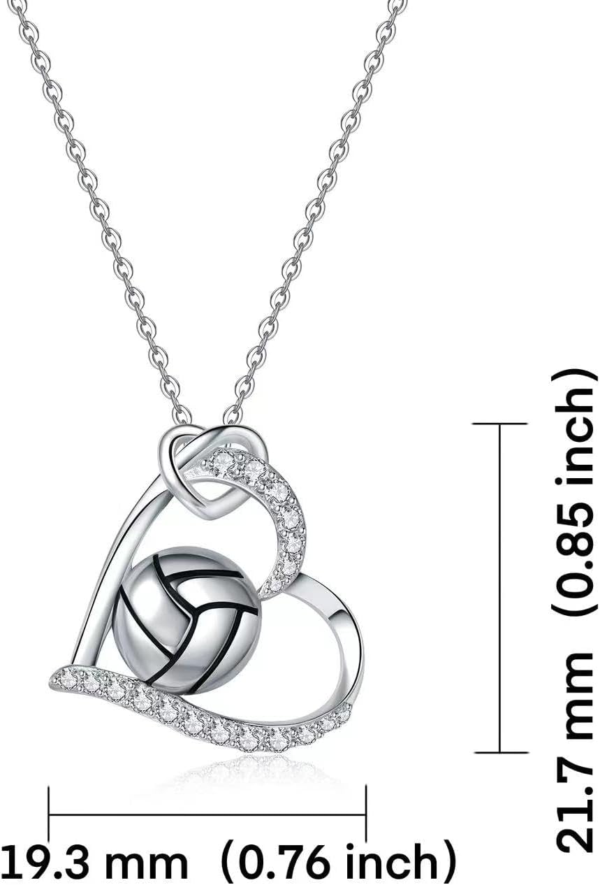 925 Sterling Silver Softball Volleyball Basketball Necklace Heart Pendant Sports Jewelry Gifts for Players Women - Image 6