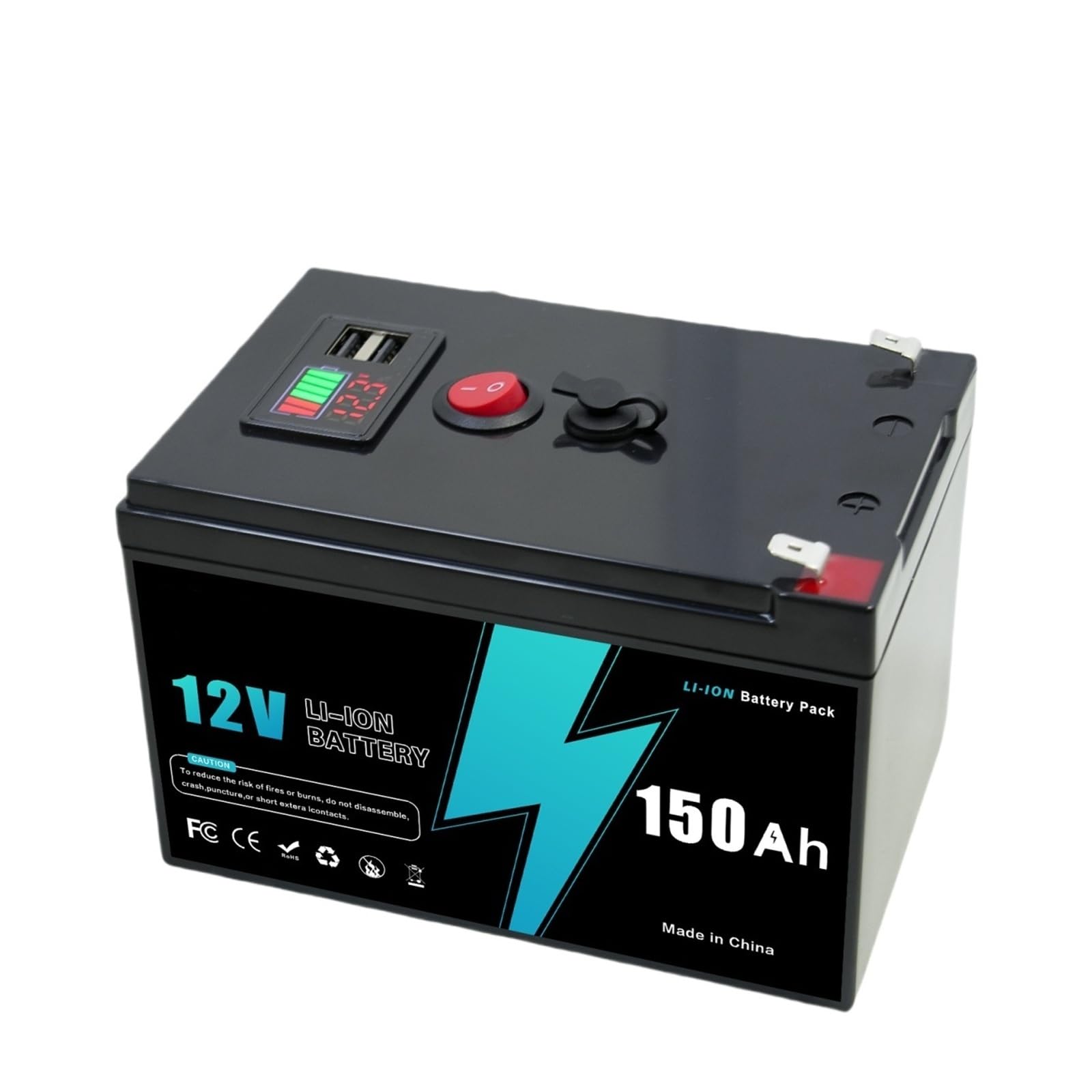 Batería de litio LiFePO4 de 12v y 200AH con BMS inteligente, ideal for energía solar, vehículos recreativos, almacenamiento de energía doméstico marino y fuera de la red(12v 150Ah-charger)