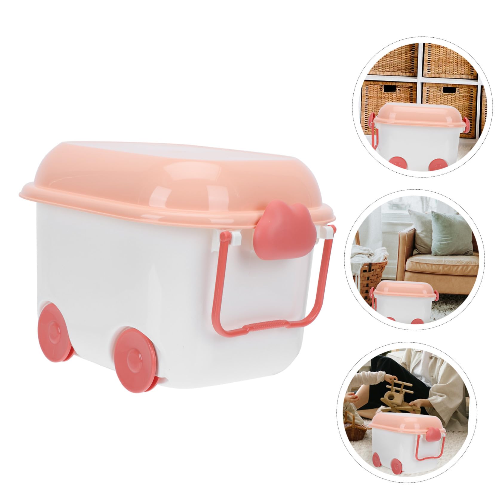 Scatola per Giocattoli in Plastica Rosa con e Ruote Contenitore per Oggetti e Cosmetici Organizer Leggero e Cameretta