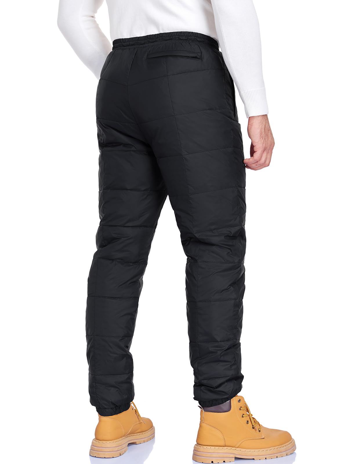 HOTIAN Herren Daunenhose Winter Warme Ultralight Gefüllte Thermohose Winddichte Skihose Outdoor Camping Isolierte Hose mit Reißverschlusstaschen