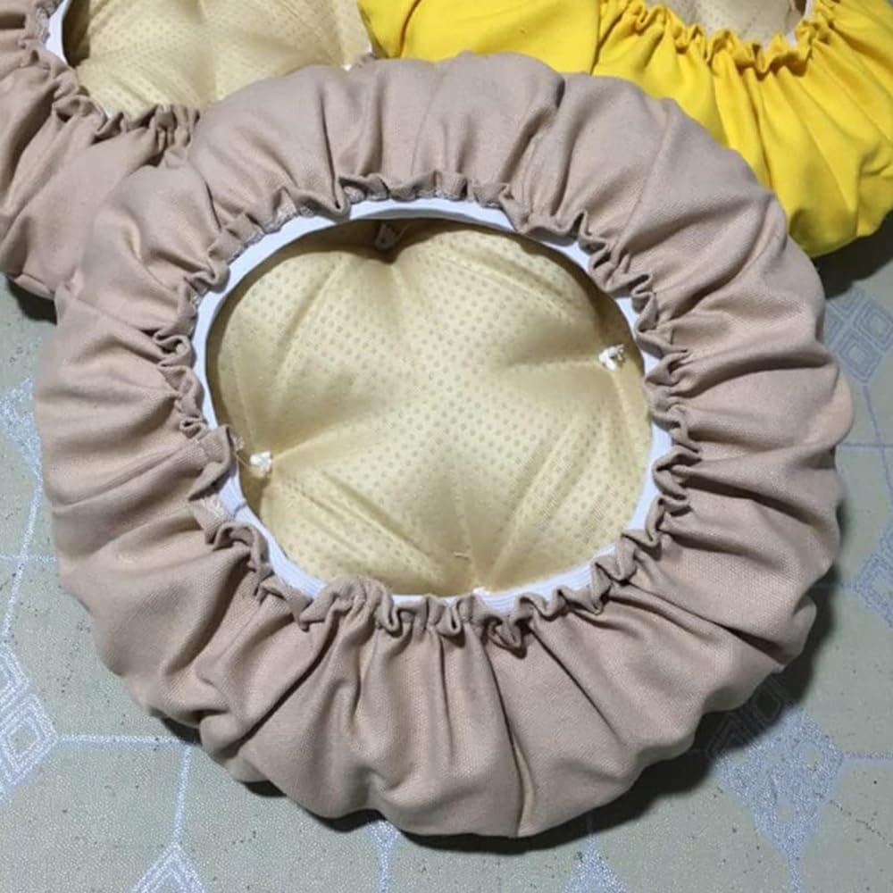 Okrągła gruba poszewka na poduszkę na stołek barowy antypoślizgowe i wyściełane elastyczne paski na krzesła drewniane/metalowe kolor khaki średnica 45 cm idealna do siedzenia w domu i kuchni