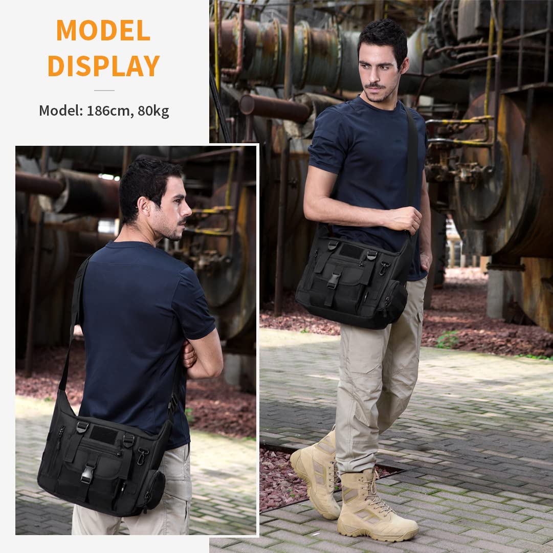 Mochila de Hombro Militar Táctical Impermeable Negro Bolso de Bandolera Múltiple Función