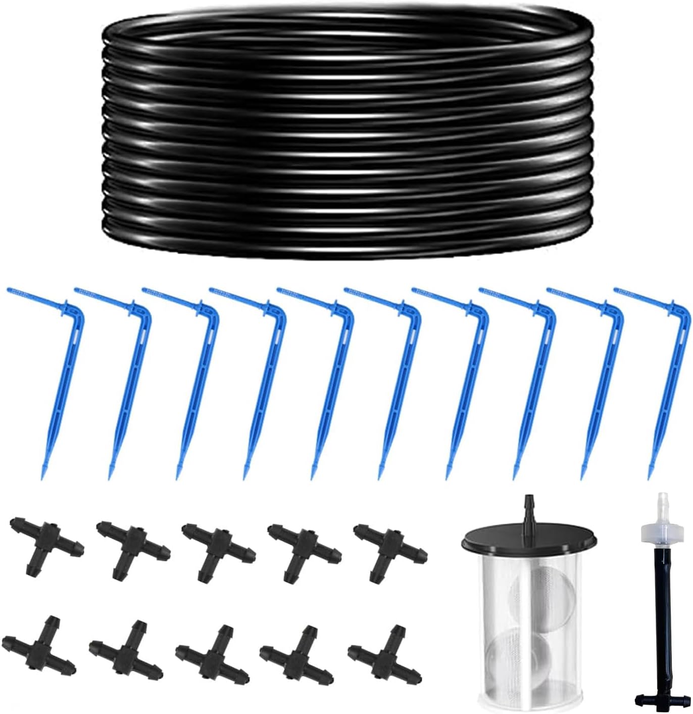 Solar Drip Irrigation Kit Accessories, 32.8FT Solar Powered Auto Easy DIY Irrigation System Expansion Kit with Anti-Siphoning Device for Balcony Patio & Garden