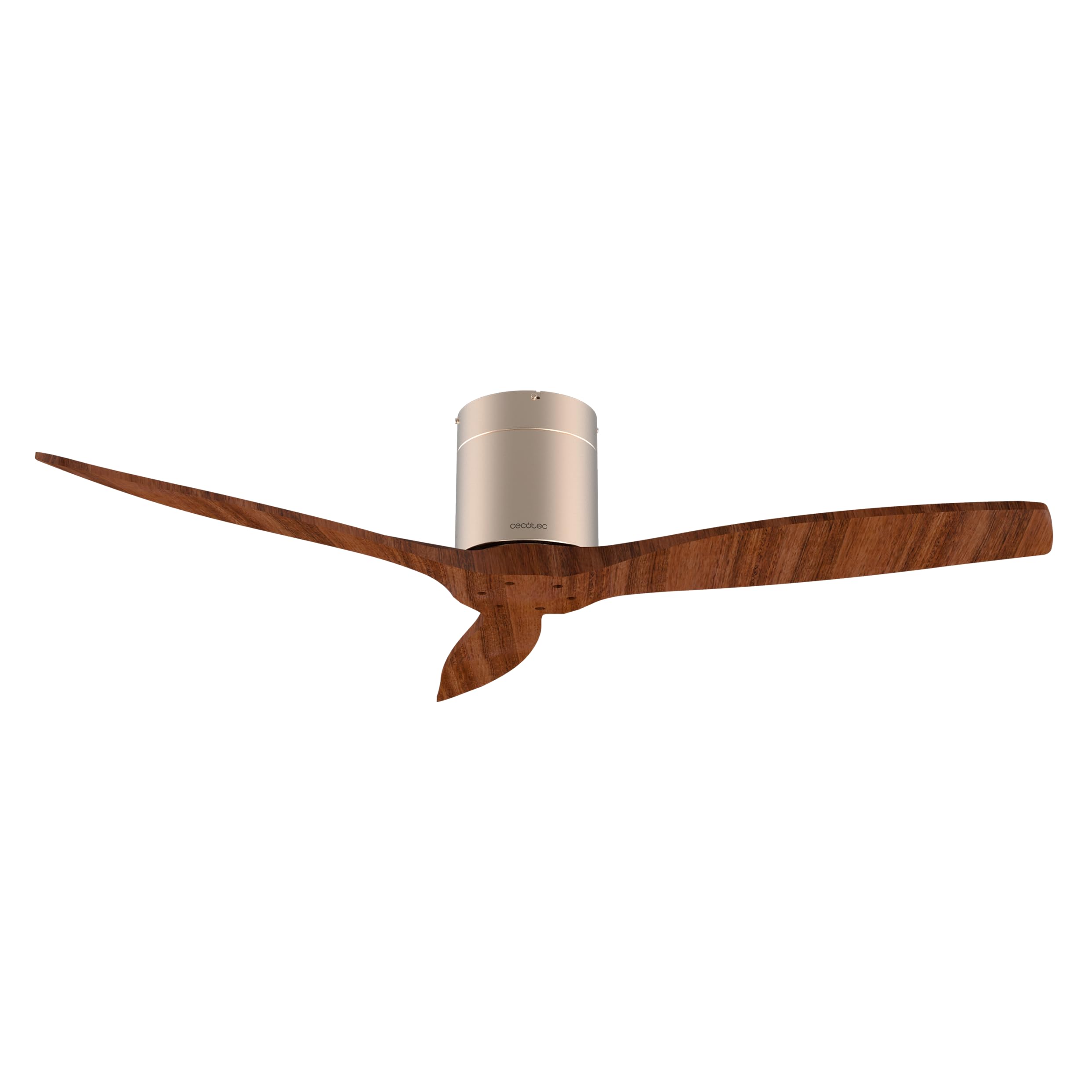 Cecotec Ventilador de Techo EnergySilence Aero 5500 Aqua GoldDarkWood Connected, Motor DC 40W, Diámetro 132 cm, Bajo consumo, Wifi, Mando, Exteriores, Temporizador, Verano e invierno, Silencioso