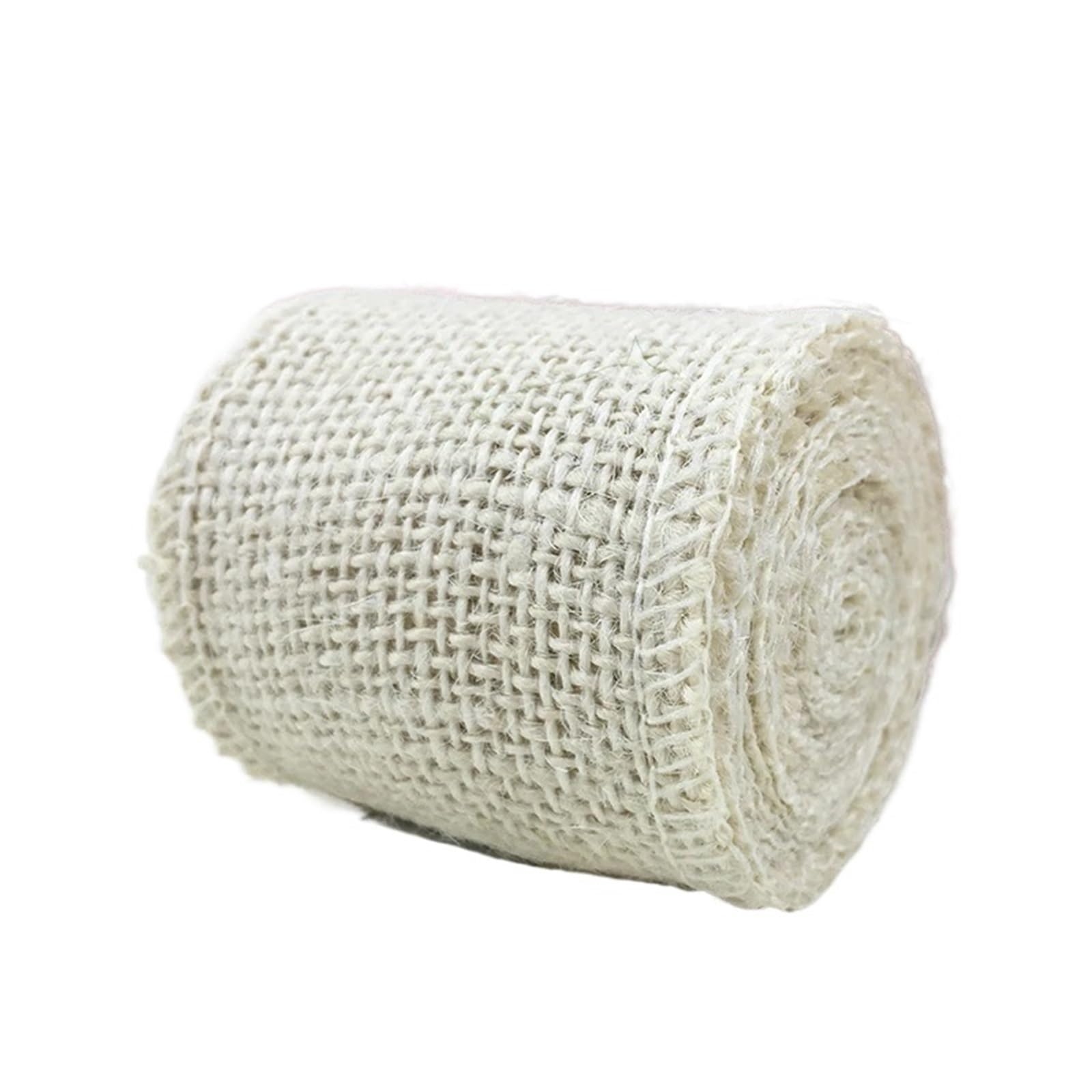 2Meter Colorful Jute Burlap Hessian Ribbon Rolls Colored Natural DIY Crafts Wrapping for Crafting Decorating Wrapping(White)