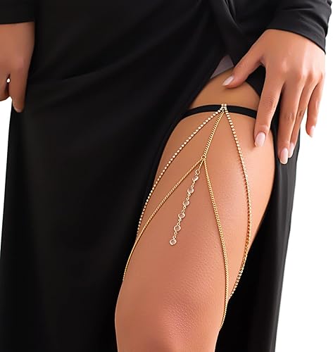 Sexy Beach Multi-layere Leg Chain Crystal Thigh Chain Jewelry Summer Rhinestone Thigh Leg Chain Bikini Body Thigh Chain Jewelry for Women