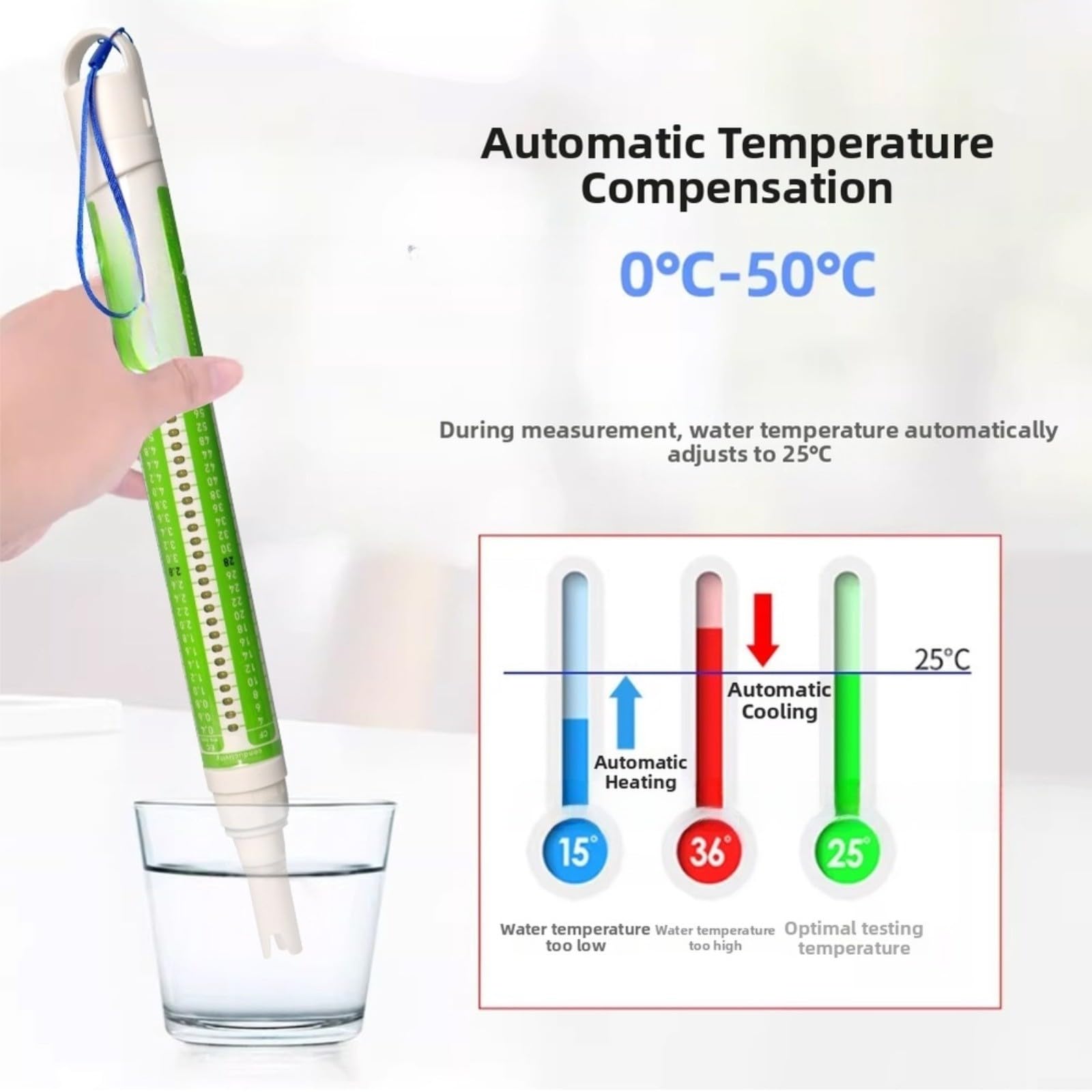 Misuratore di qualità dell'acqua, misuratore di conduttività con intervallo 0,4-6,0 e IP67 impermeabile per idroponica, acquacoltura, agricoltura, compensazione automatica della temperatura, materiale
