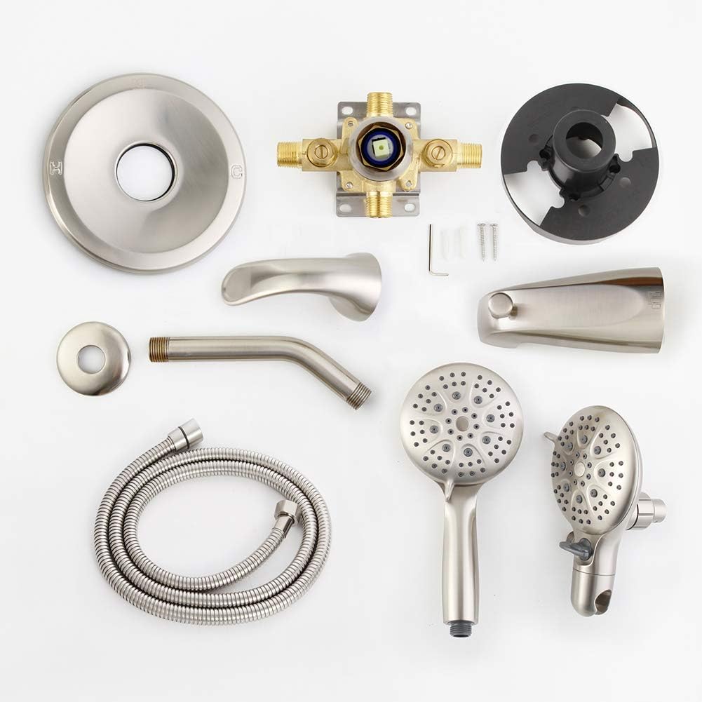 Flash Sale Dual-Function Shower Faucet Set with Tub Spout Bath High Pressure 35 Setting Dual 2 in 1 Shower System with Handheld Shower Head 3-way Water Diverter Shower Trim Kit with Rough In Valve Brushed Nickel Hot Deals Dual-Function Shower Faucet Set with Tub Spout Bath High Pressure 35 Setting Dual 2 in 1 Shower System with Handheld Shower Head 3-way Water Diverter Shower Trim Kit with Rough In Valve Brushed Nickel