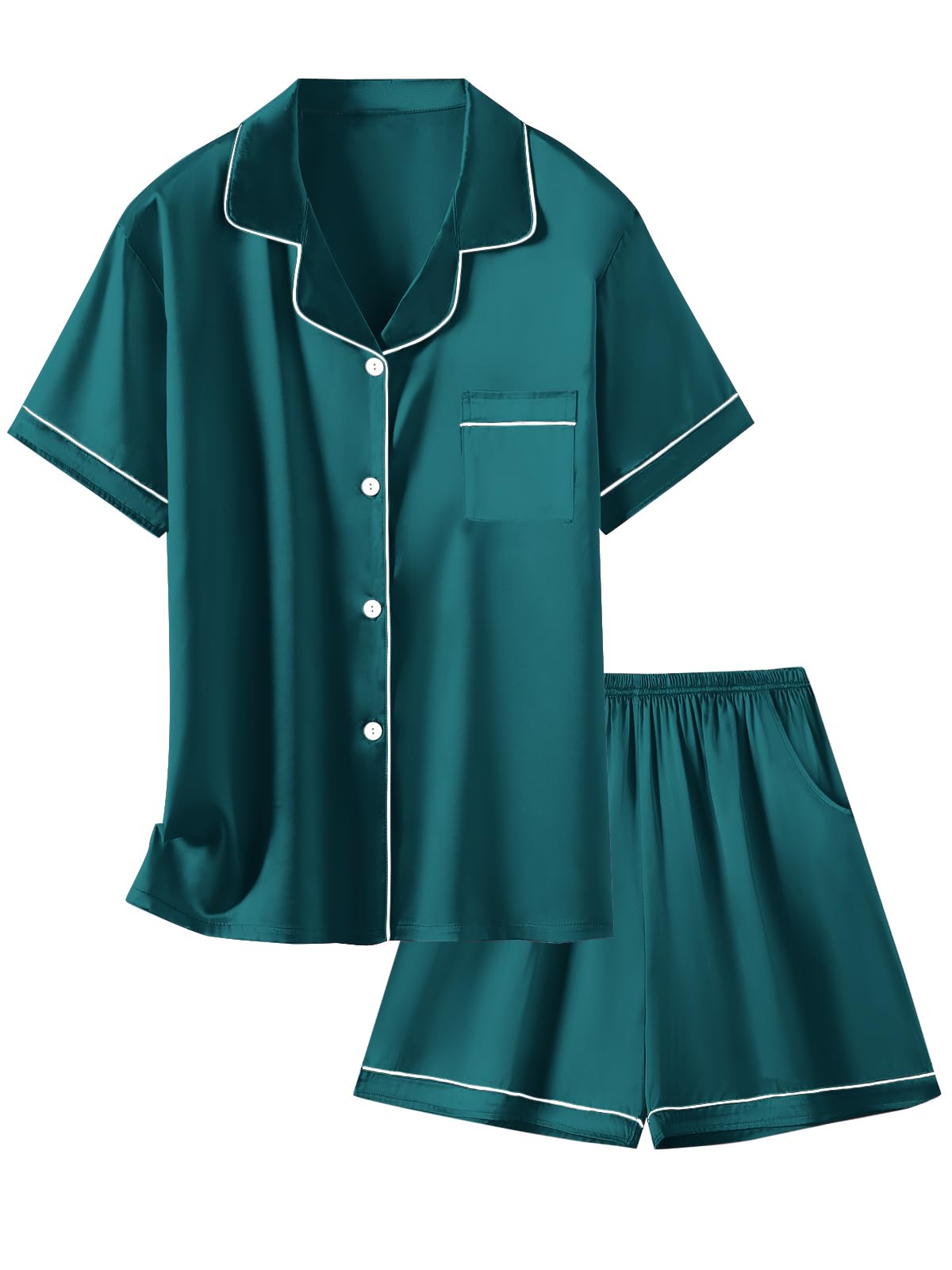 Girls &amp; Womens Satin Pajamas Set, Silk Button-Down Sleepwear 2 Piece Nightwear, 3 Years - Women XXL