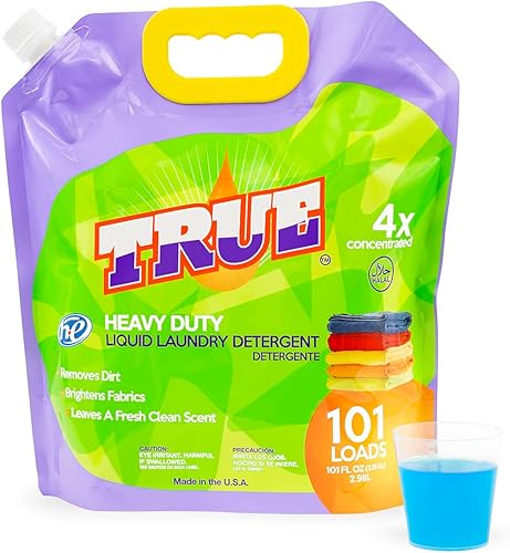 True Laundry Detergent - 101 onzas líquidas (101 cargas) - Detergente líquido para ropa - 4 veces concentrado - Fabricado en Estados Unidos y Halal