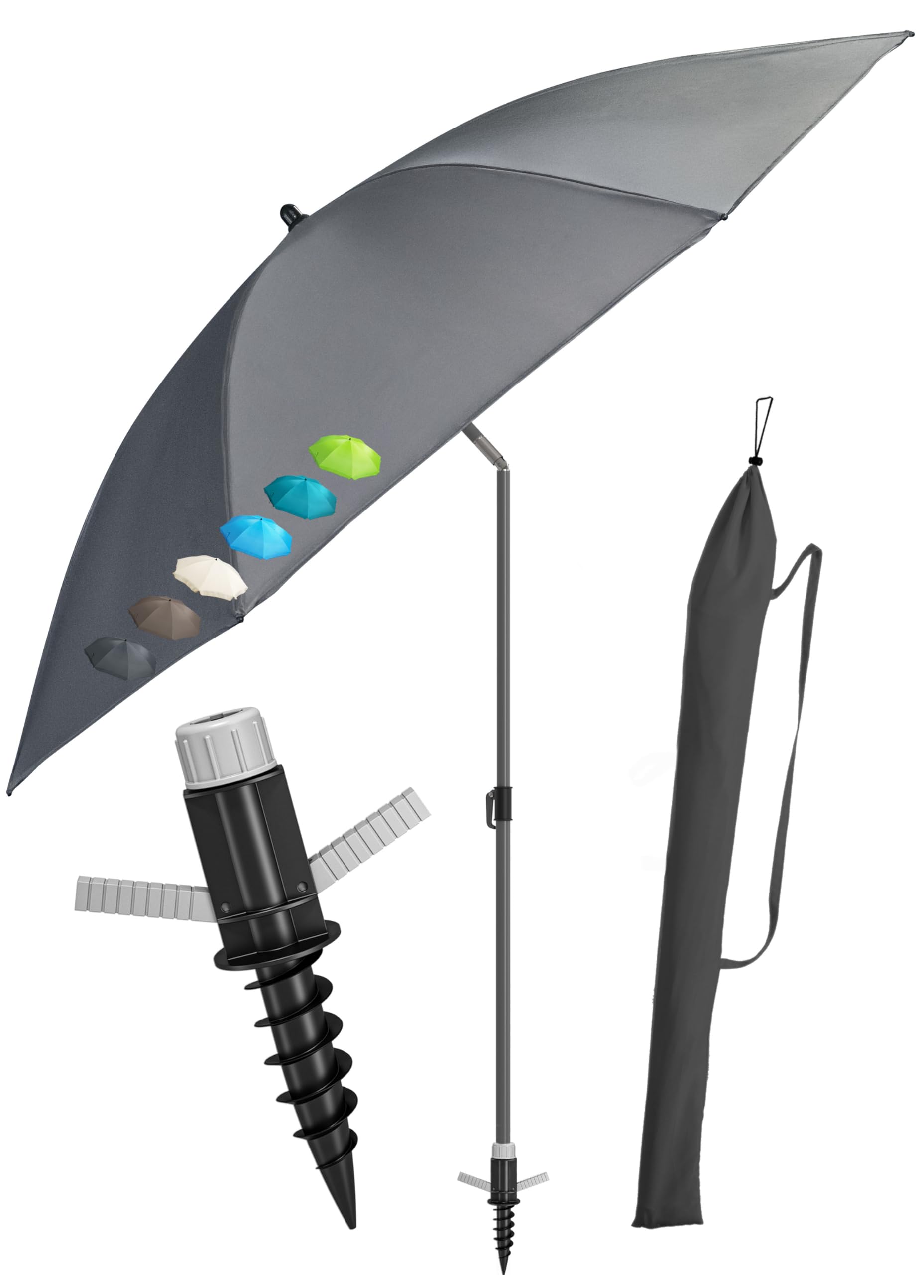 Menz Sonnenschirm Balkon + Sonnenschirmhülle - UV50+ Strandschirm 180 cm, Balkonschirm mit Knickfunktion, Gartenschirm, Sonnenschirm Strand