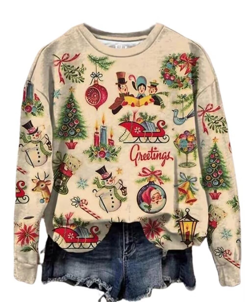 AIMITAG Fall Wildflower Sweatshirt Women Casual Long Sleeve Printed Flowers Shirts Boho Cottagecore Floral Autumn Pullover