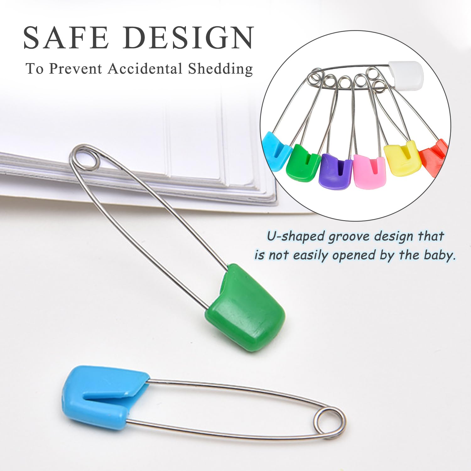 80 Pièces Épingle à Nourrice, 55 mm en Acier Inoxydable pour Bébé avec Fermeture Verrouillable Épingles à Couches sans Danger, pour Les Lingettes de Salive,Les Couches et Les Vêtements