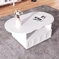 FurnitureR Elegantes Weißes Bistrotisch, Wellenförmiges Design, Praktisches Stauraum, Robust MDF Struktur, Vielseitiger Einsatz für Zuhause oder Büro