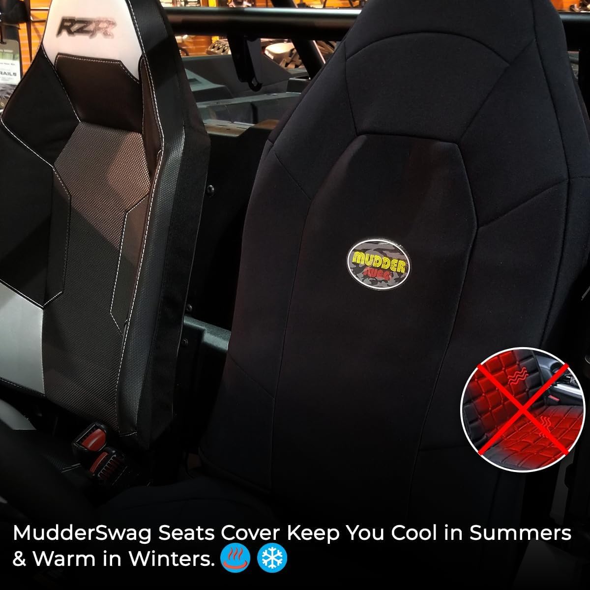 Polaris RZR Seat Covers Compatible with 2014–2023 Polaris RZR XP 1000, XP4 1000, XP Turbo, XP Turbo S, S 900, S 1000, Trail, Trail S, RS1 Weather-Proof Black Neoprene Covers