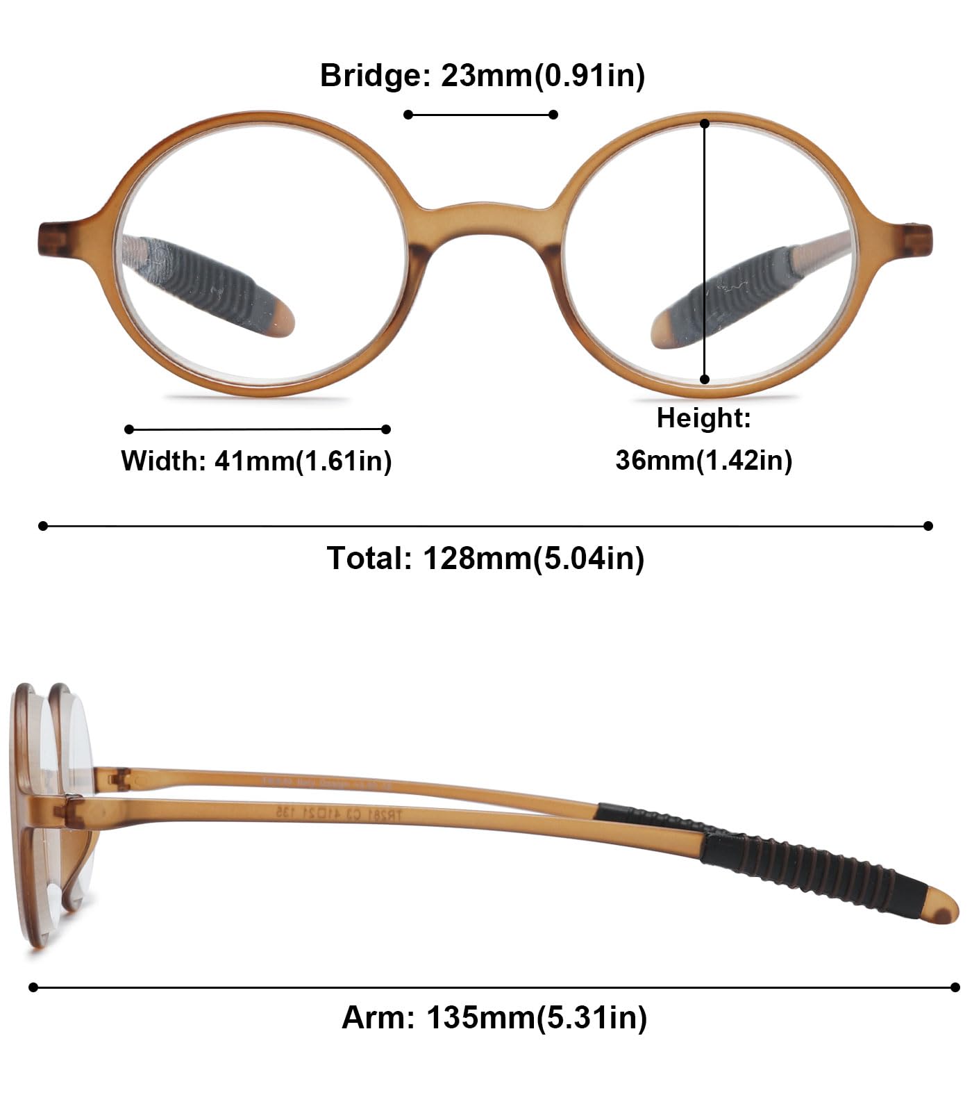 ABETOS Small Round Reading Glasses Retro Vintage Computer Readers for Men Women TR90 Flexible Lightweight Eyeglasses 1.0 1.25 1.5 1.75 2.0 2.25 2.5 2.75 3.0 - Image 2