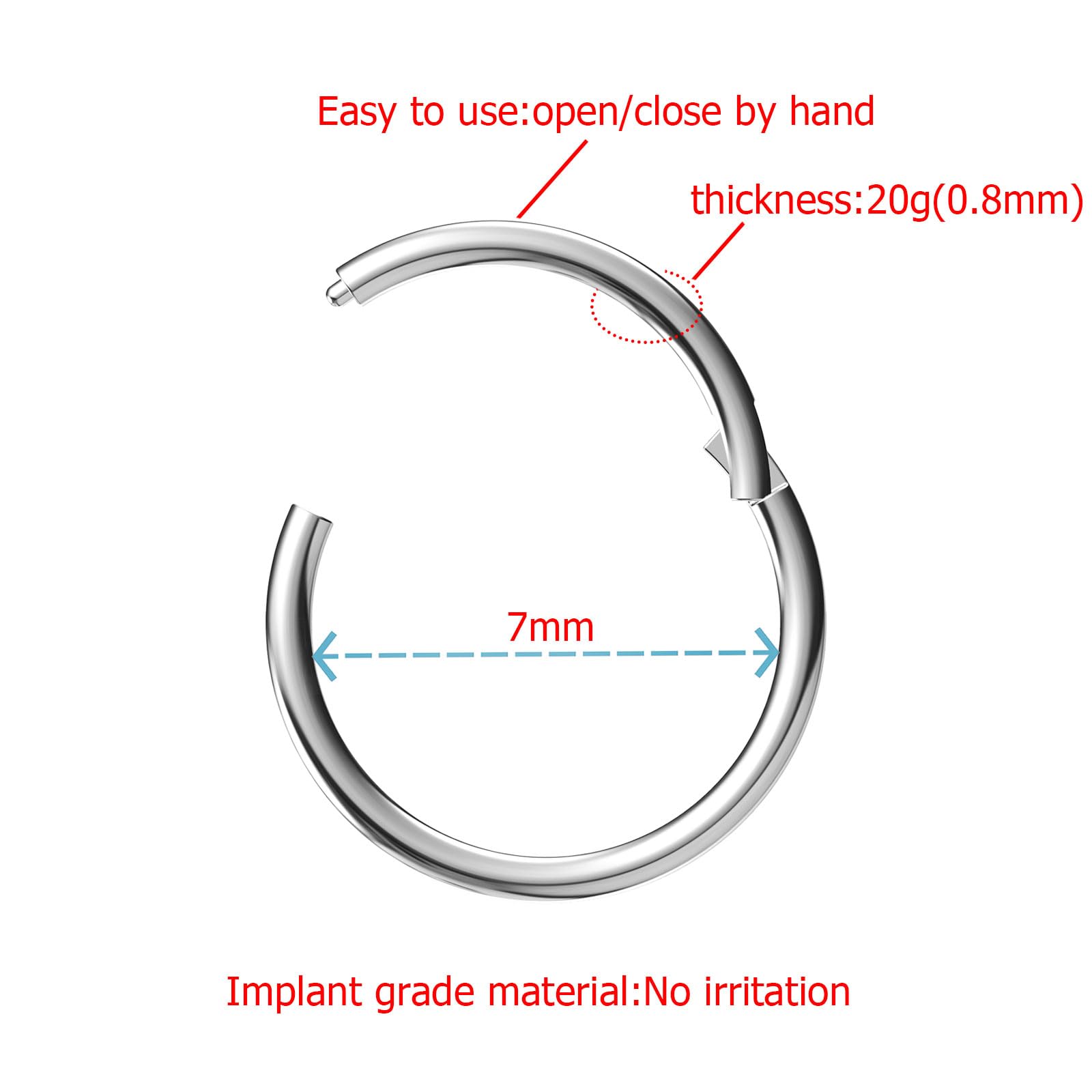 Titanium 22G/20G/18G/16G/14G Nose Ring Hoop, Gold Plated Titanium Clicker Sleeper Earring Piercing — view 3