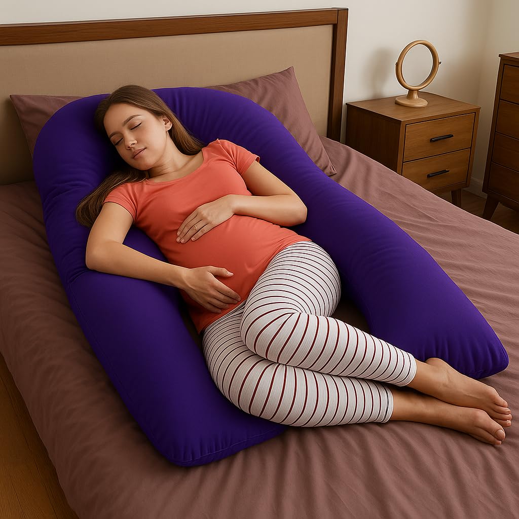 Hometex 9ft U-Shaped Pregnancy Pillow – Full Body Maternity Support with Removable Case (Blue)