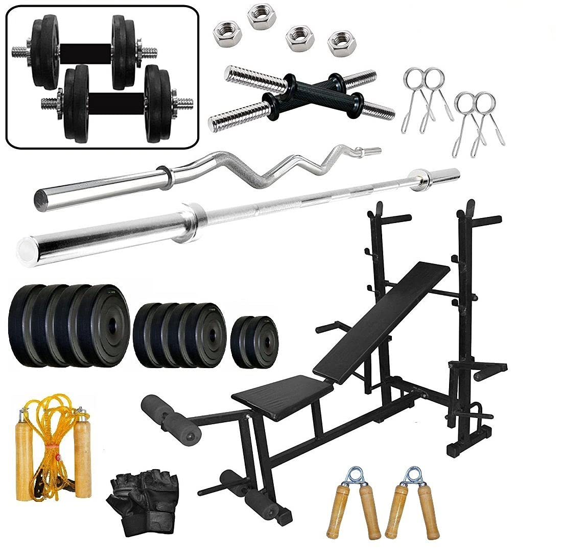 Body Maxx 70Kg PVC Combo 30 Home Gym with 8 in 1 Multipurpose Bench (B07D5YN466) Amazon Price History, Amazon Price Tracker
