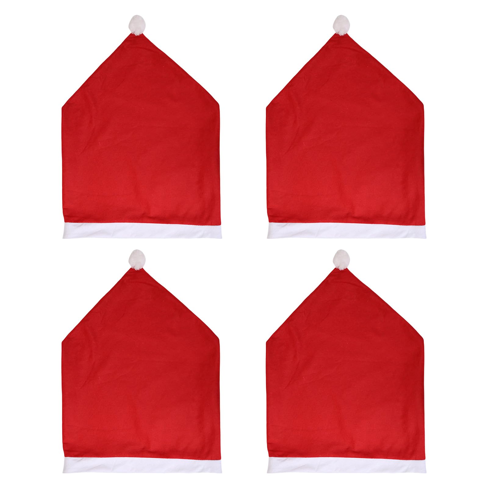 Kalttoy Red Christmas Chair Back Cover Washable Cartoon Santa Hat Pattern For Kitchen Dining Slipcovers Flannel Chair Covers