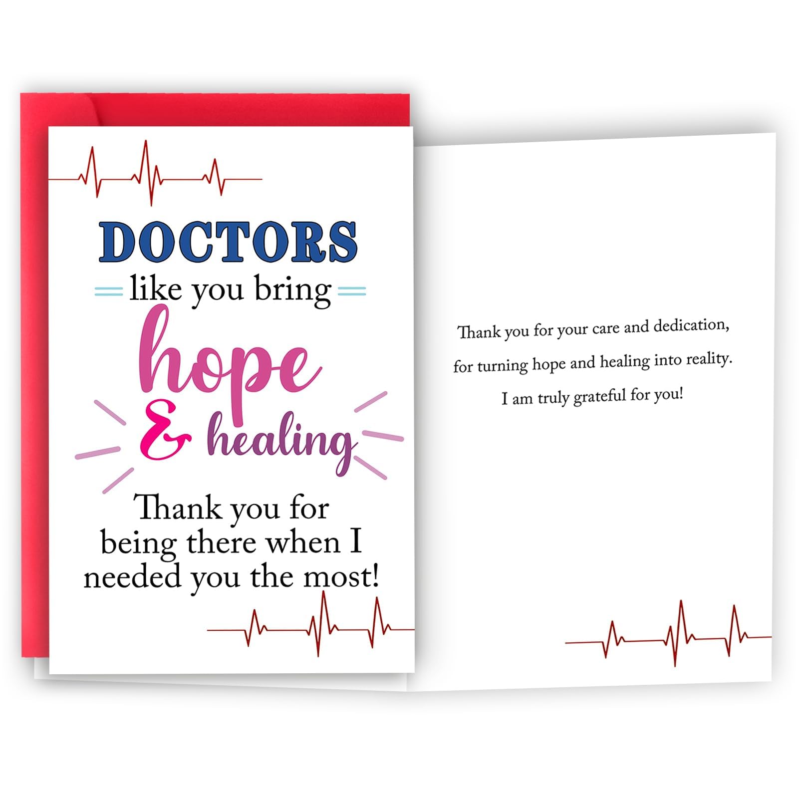 Doctor Appreciation Gifts, Thank You Card for Doctor,Doctor Appreciation Cards for Physician Surgeon Specialist, Medical Healthcare Hero Gratitude Card with Red Pearl Envelope