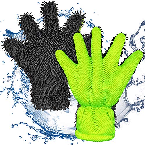 BOKA Car Wash Mitt Scratch Free, 5-Finger Microfiber Wash Mitts, Car Interior Exterior