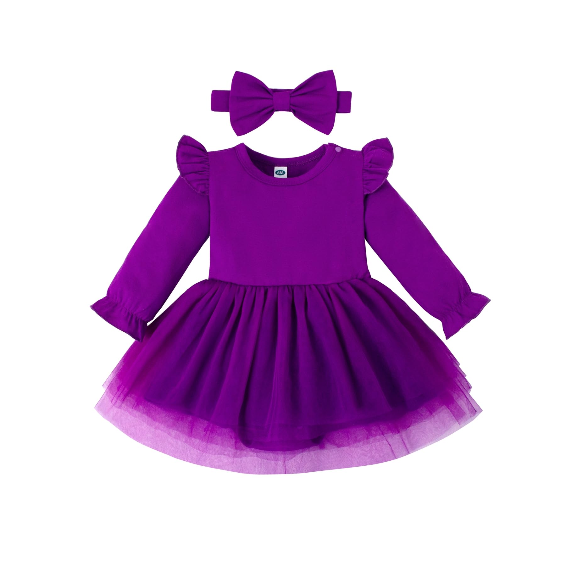 Magic Park 0-18M Infant Bodysuit Tutu Dress Baby Girl Romper Dress Toddler Solid Color Tulle Skirt Baptism Holidays Outfits