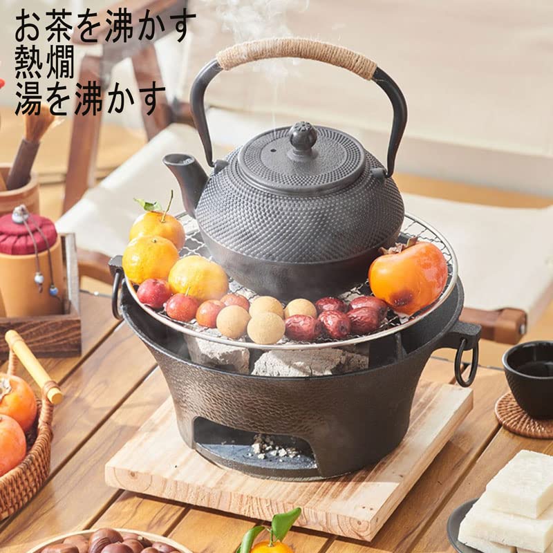 鋳鉄製 3L 鉄瓶 麻ハンドル付き Amazon | IWEJ 南部鉄器 鉄瓶 IH・直火両対応 麻縄ハンドル 鉄分補給