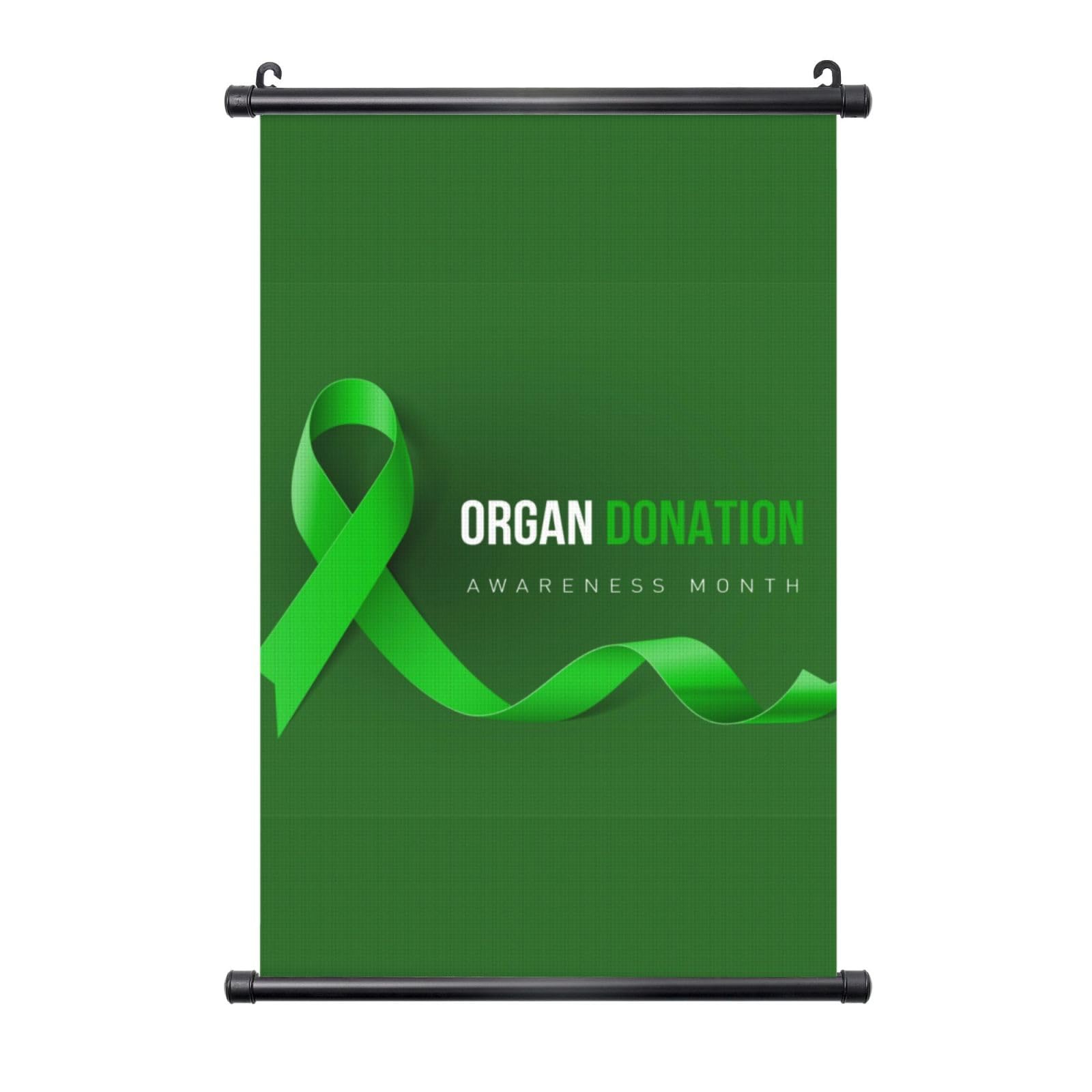 ZQAQFC Organ Donation Awareness Month Green Ribbon Poster Banner Backdrop Wall Art Prints Posters Decor For Home Office 16"X24"