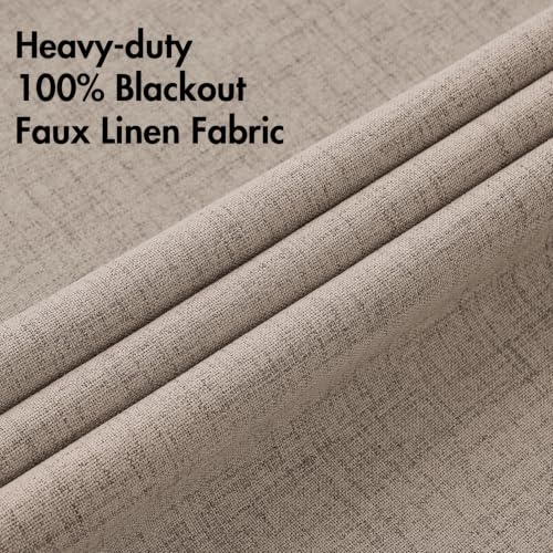 Image of MIULEE 100% Blackout Linen Curtains for Bedroom 52x45 Inches Linen | Room Darkening, Light Blocking, Thermal Insulated, Grommet Top, Linen Textured, Window Curtains for Living Room, 2 Panels