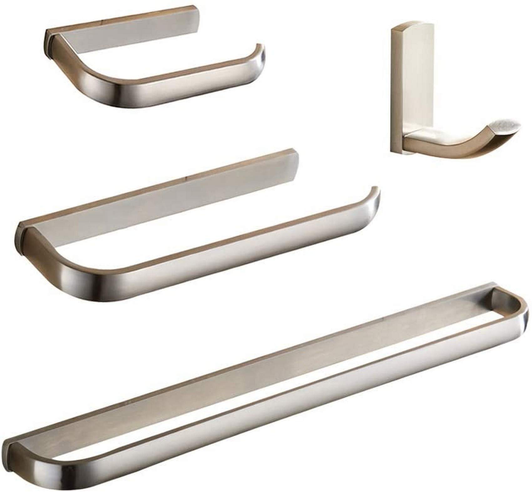 4 pcs Bathroom Hardware Set Towel Holder Set, Brushed Nickel Premium Brass Wall Mount Lavatory Shower Furniture Towel Rack Holder