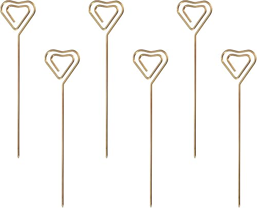 Miniatura 8 de uxcell Palillos de dientes de cóctel, 5 pulgadas, 6 piezas de acero inoxidable reutilizables de metal en forma de corazón, palillos de cóctel para