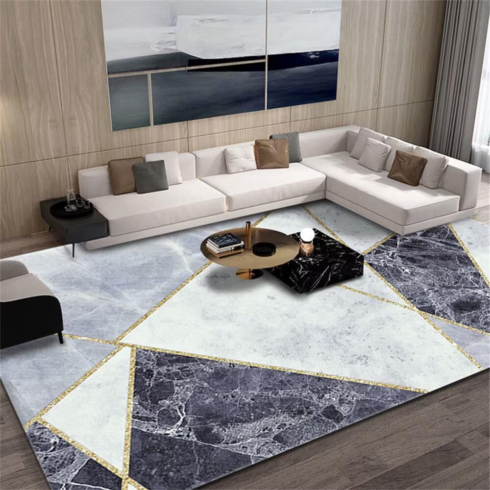 Tapis pipi chien bleu effet marbre gris 60x120cm de decoration chambre