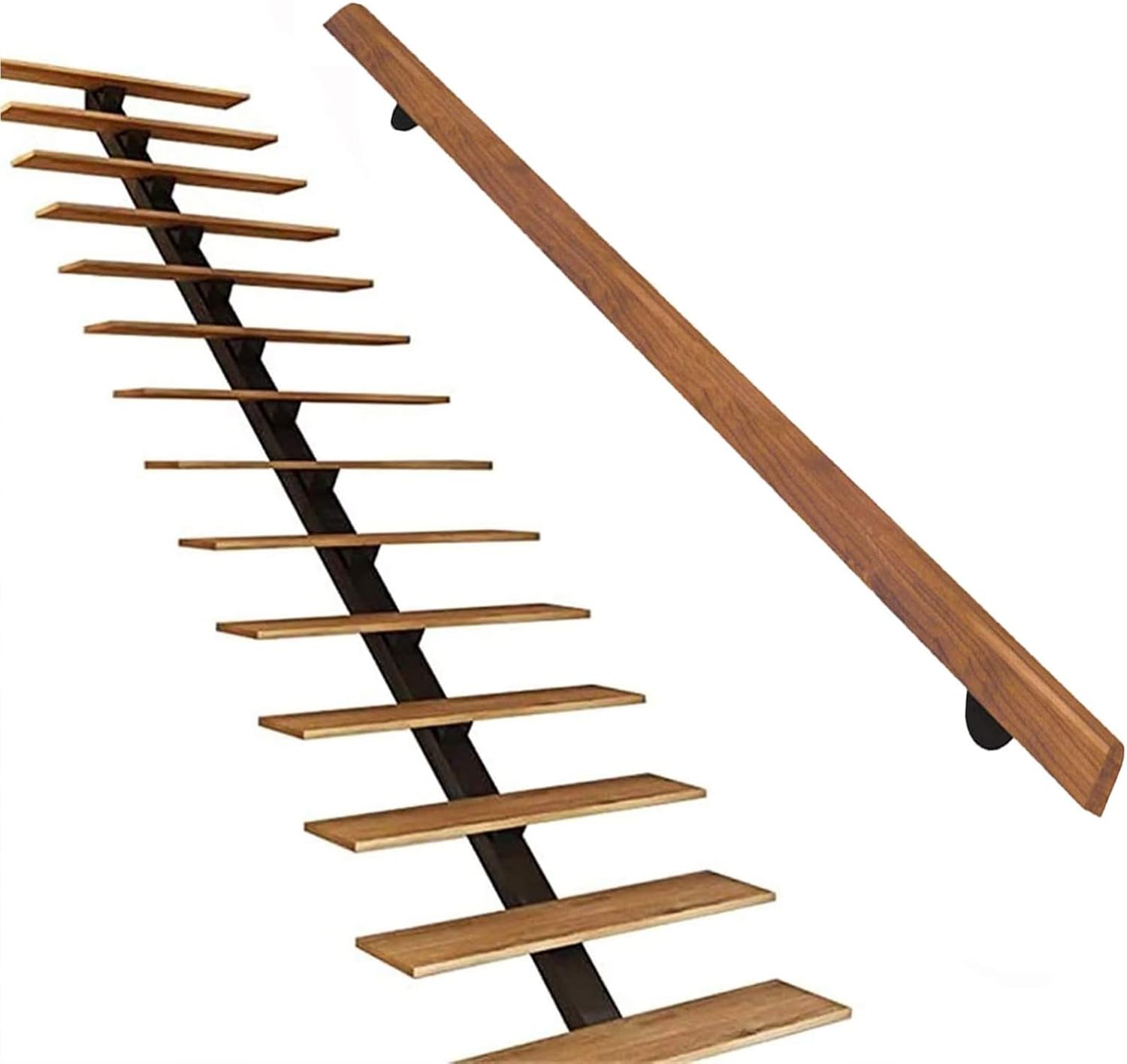 Stair Railing Wall Mount Handrail Wooden Stair Handrail Railing