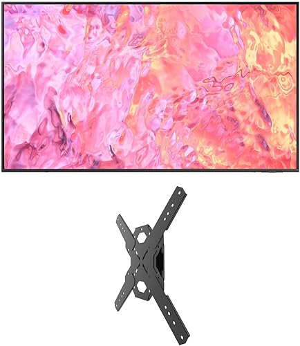 SAMSUNG QN43Q60CAFXZA 43 Inch QLED 4K Quantum HDR Dual LED Smart TV with a PS100 Tilting TV Mount with 15 Degrees Swivel for 26 Inch-60 Inch TVs