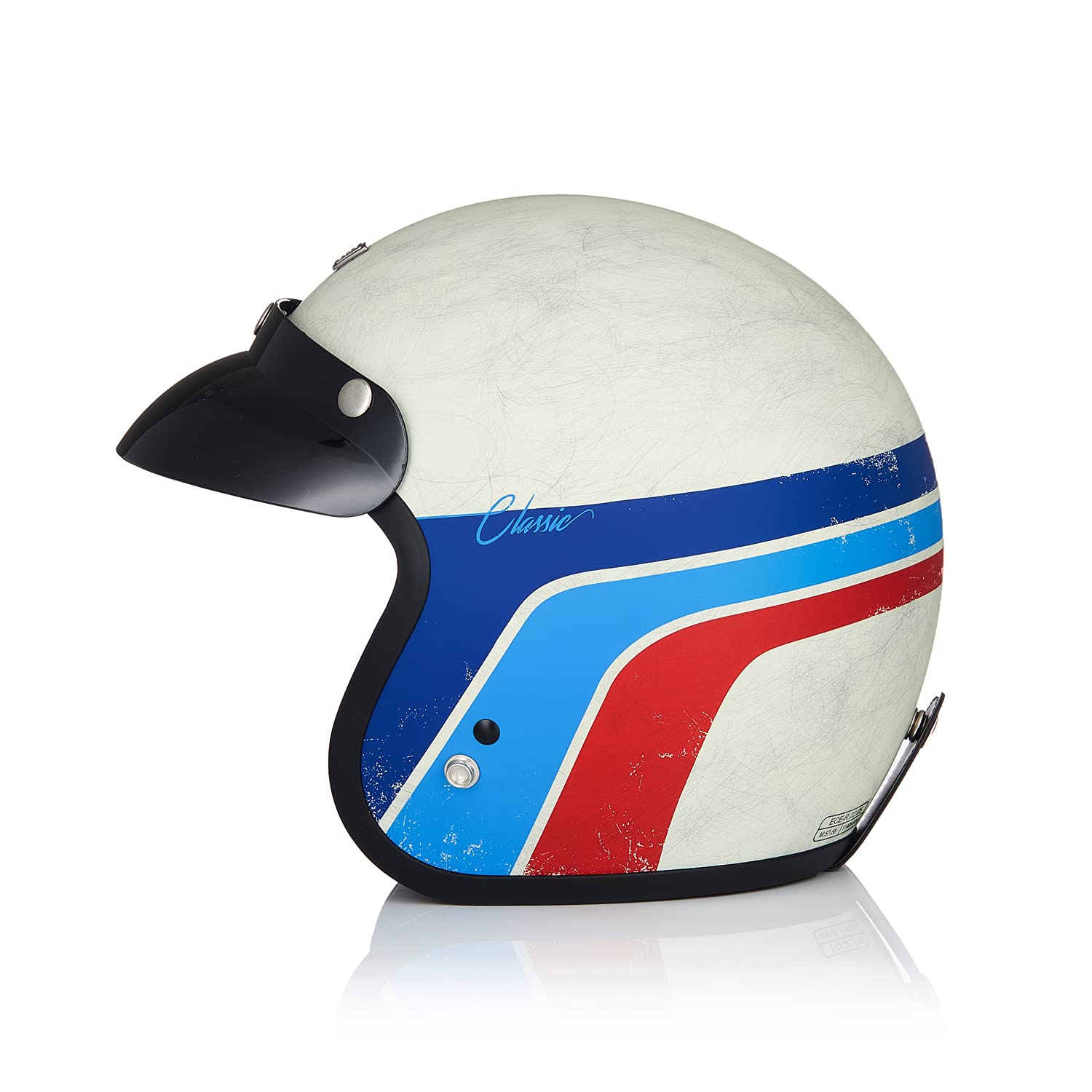 Yirunfa Casco Jet Moto Bluetooth con Doppia Visiera, Omologato ECE