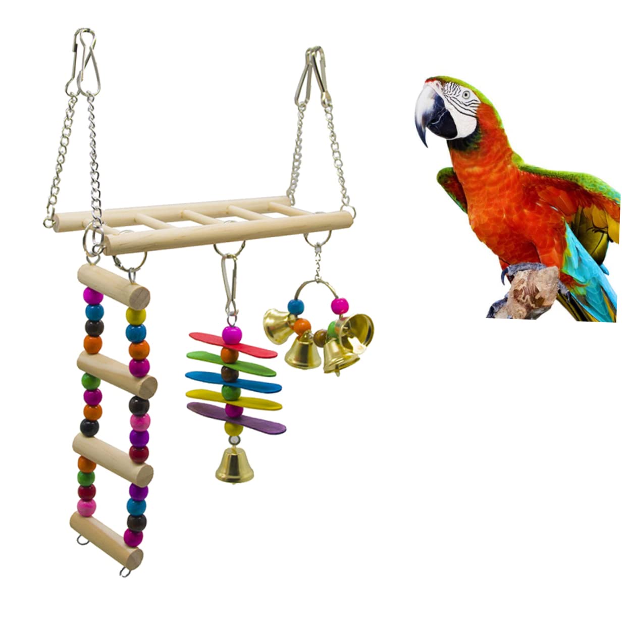 Beavorty 3stücke Pet Bird Ladder Spielzeug Set Vogelkäfig Kletterleiter Mit Hängematte Und Spielbrücke Für Papageien Und Wellensittiche Interaktive Kletter Und Schaukelspielzeuge Für
