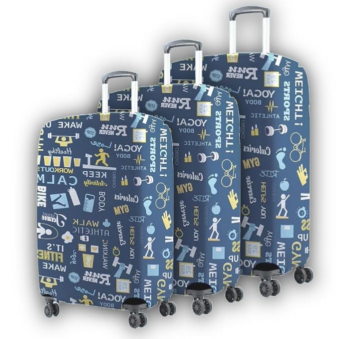 Image of Printed Luggage Cover for Traveling Bag & Suitcase - Stretchable & Scratchproof Trolley Protector with Velcro Lock & Lightweight Washable Material(Suitcase Bag Not Included, Only Cover in Product)